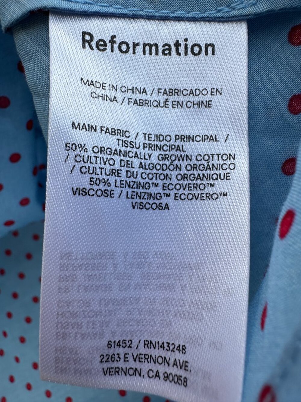 Reformation Cherry Top Summertime Dot Blue Polka Dot 6 - Picture 6 of 6